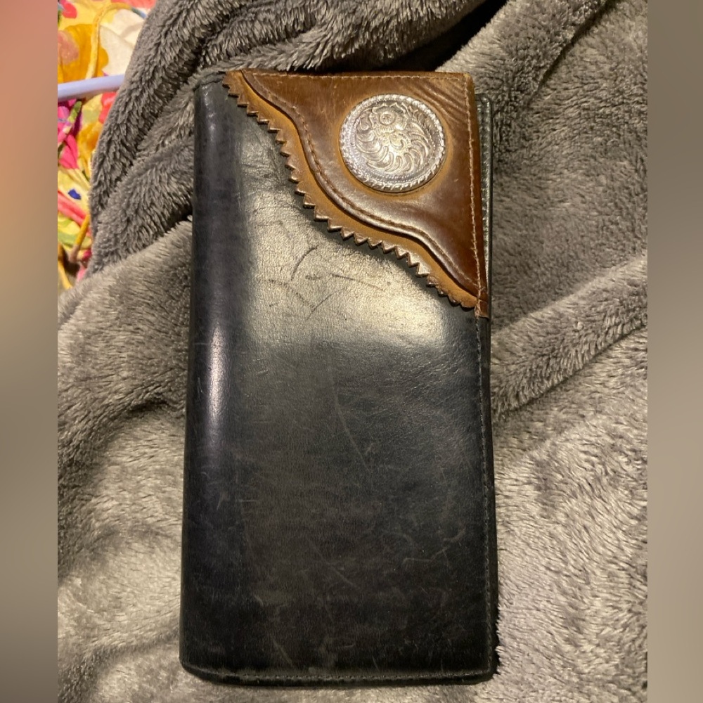 3-D belt company DDD black leather men's western wallet concho cowboy